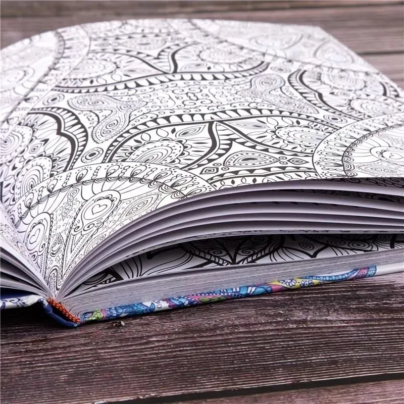 128 Pages Zen Mandalas Colouring Book Relief Stress Graffiti Mandalas Coloring Book for Adult Kids Girls Woman 22x22cm  - 448046