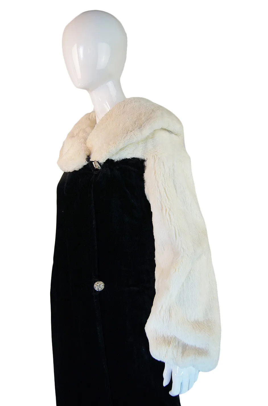 1930s Ermine & Silk Velvet Evening Coat