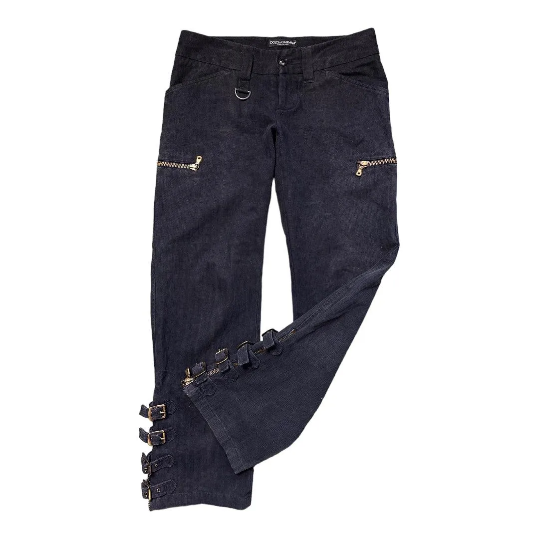 2000s Dolce Gabbana Bondage Strap Jeans Trousers