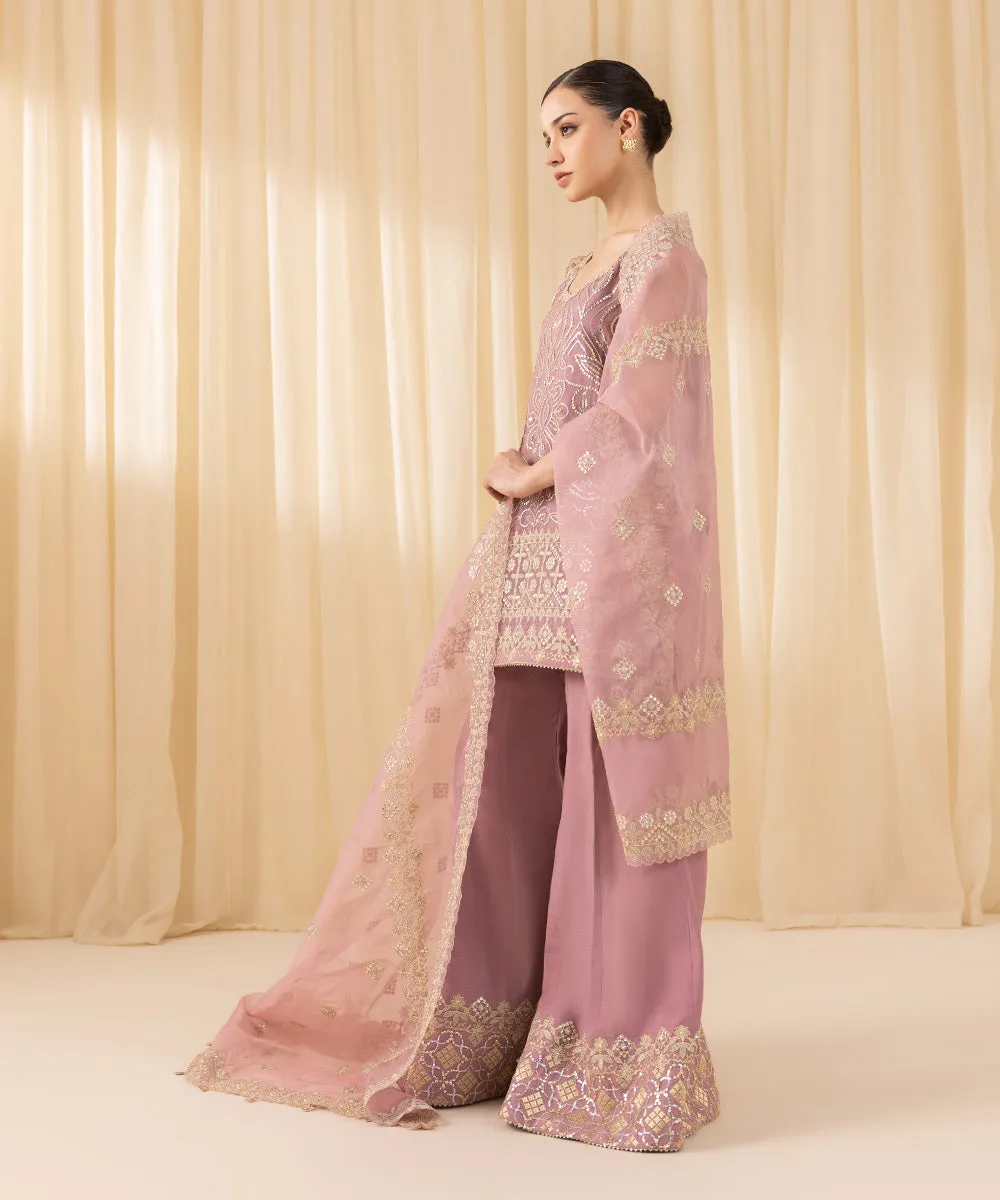 3 Piece -  Embroidered Organza Suit