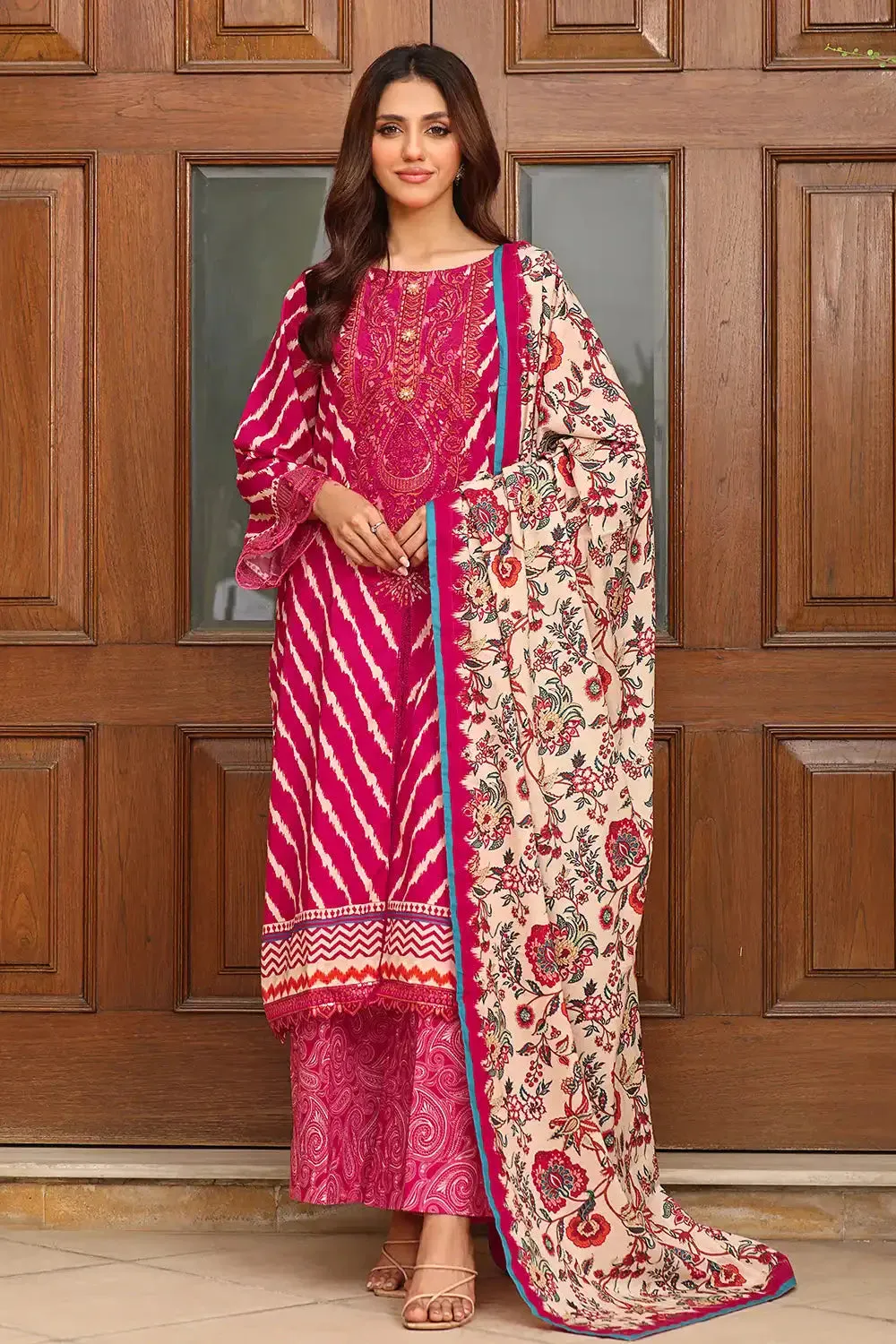 3PC Embroidered Unstitched Lawn Suit KL-2440