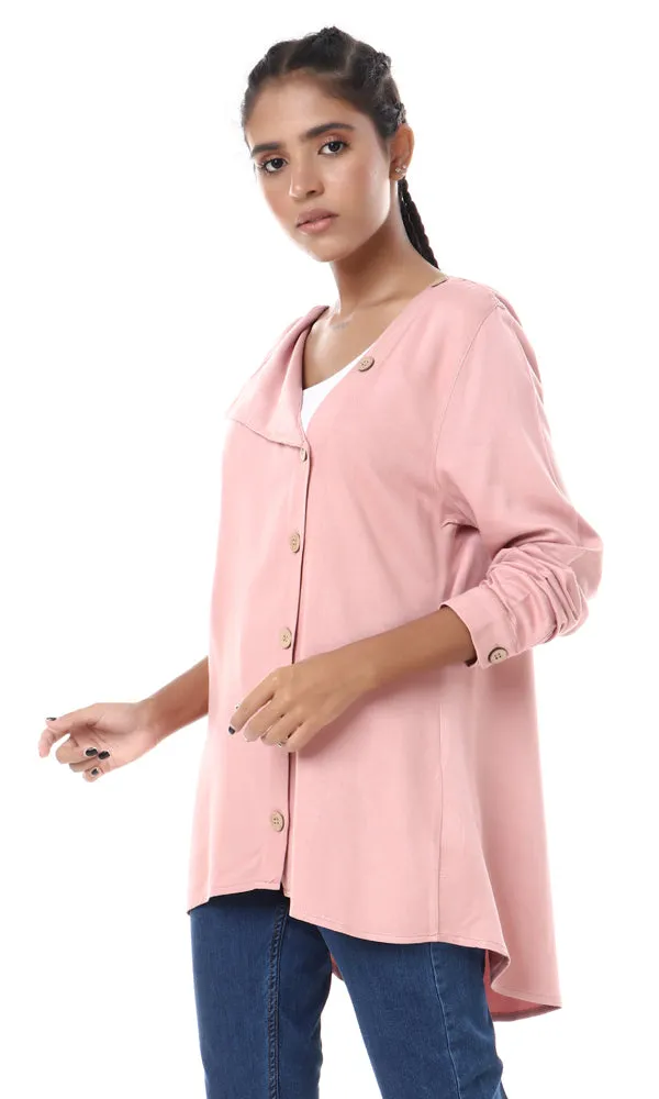 57006 Draped Collar Buttoned Shirt - Dusty Rose