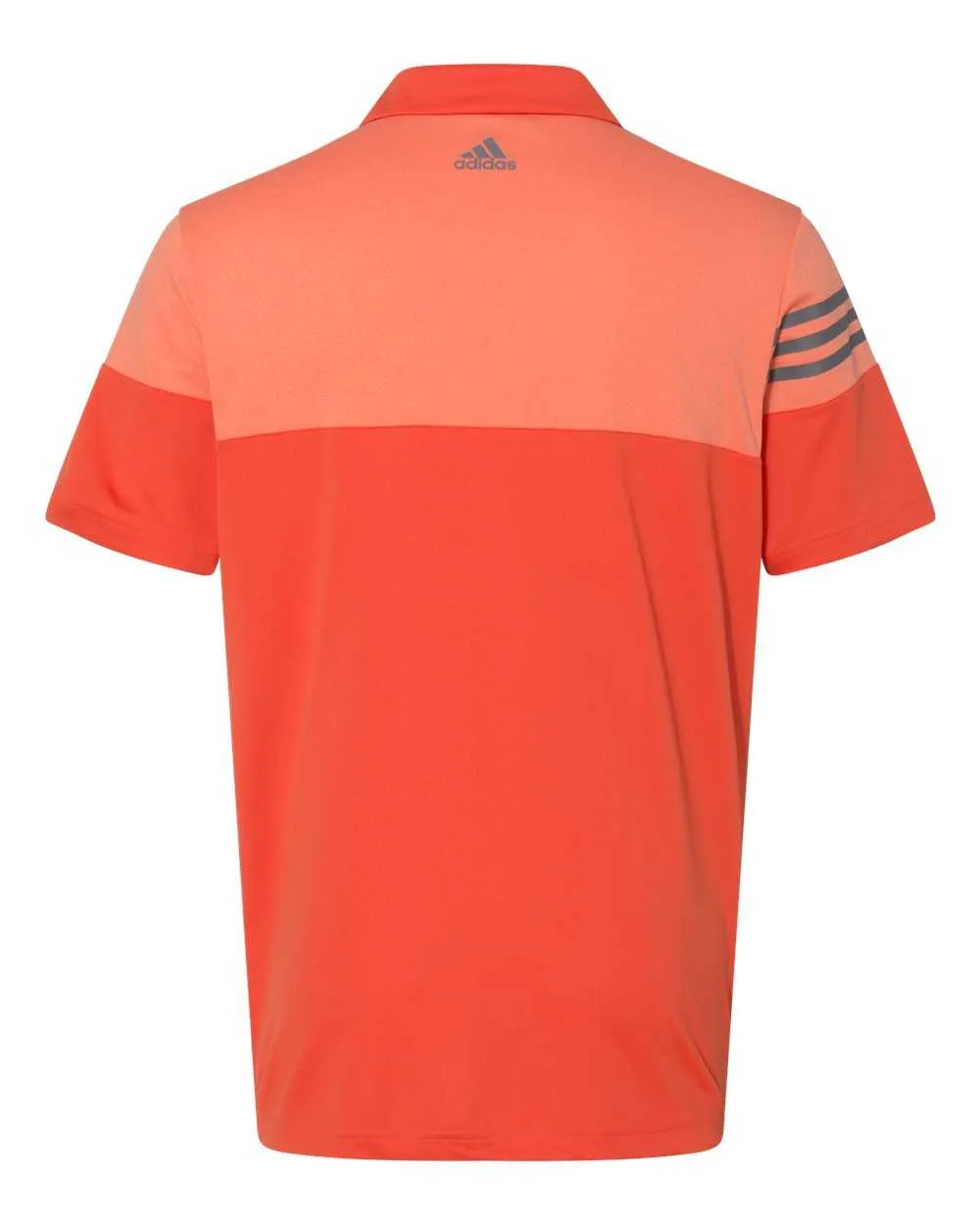 Adidas A213 Heathered 3-Stripes Block Sport Shirt - Blaze Orange Vista Grey