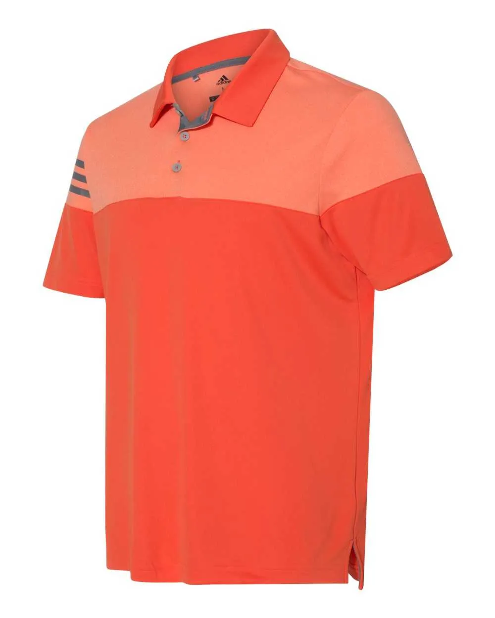 Adidas A213 Heathered 3-Stripes Block Sport Shirt - Blaze Orange Vista Grey