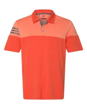 Adidas A213 Heathered 3-Stripes Block Sport Shirt - Blaze Orange Vista Grey