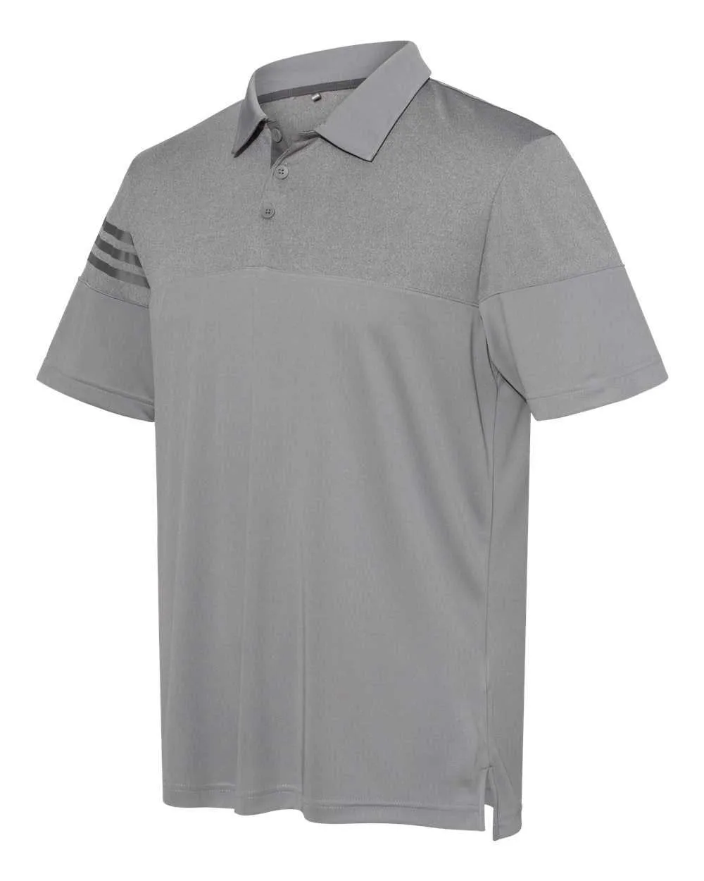 Adidas A213 Heathered 3-Stripes Block Sport Shirt - Grey Three