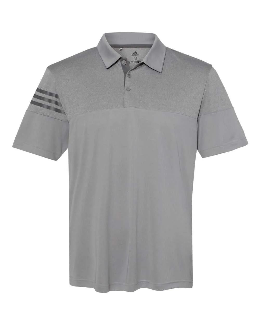 Adidas A213 Heathered 3-Stripes Block Sport Shirt - Grey Three