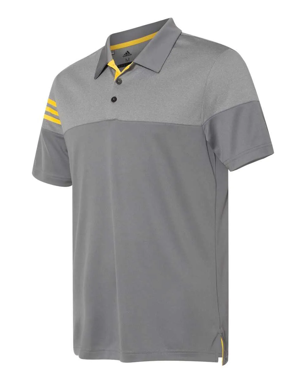 Adidas A213 Heathered 3-Stripes Block Sport Shirt - Vista Grey Yellow