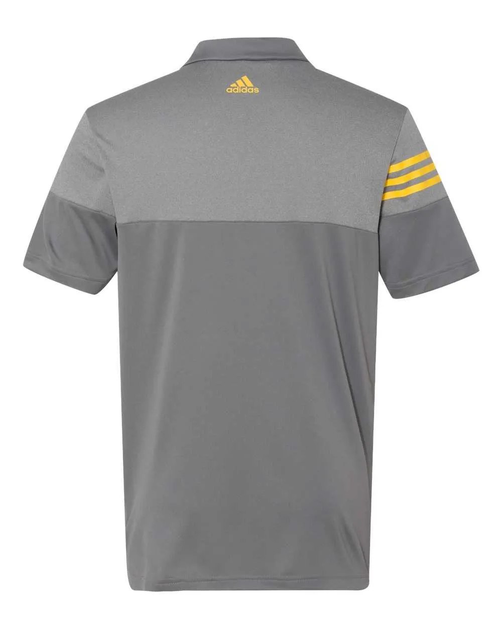 Adidas A213 Heathered 3-Stripes Block Sport Shirt - Vista Grey Yellow