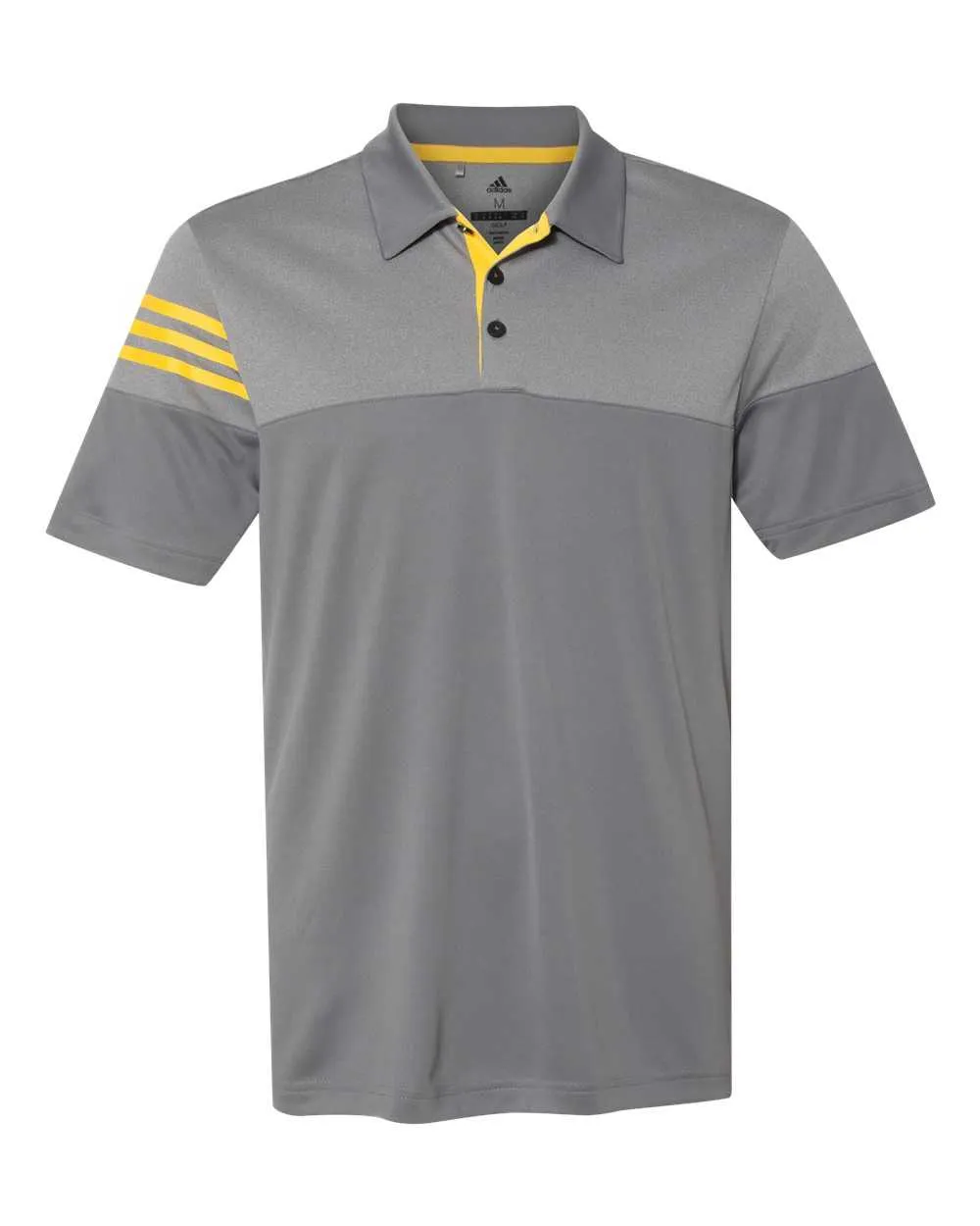 Adidas A213 Heathered 3-Stripes Block Sport Shirt - Vista Grey Yellow