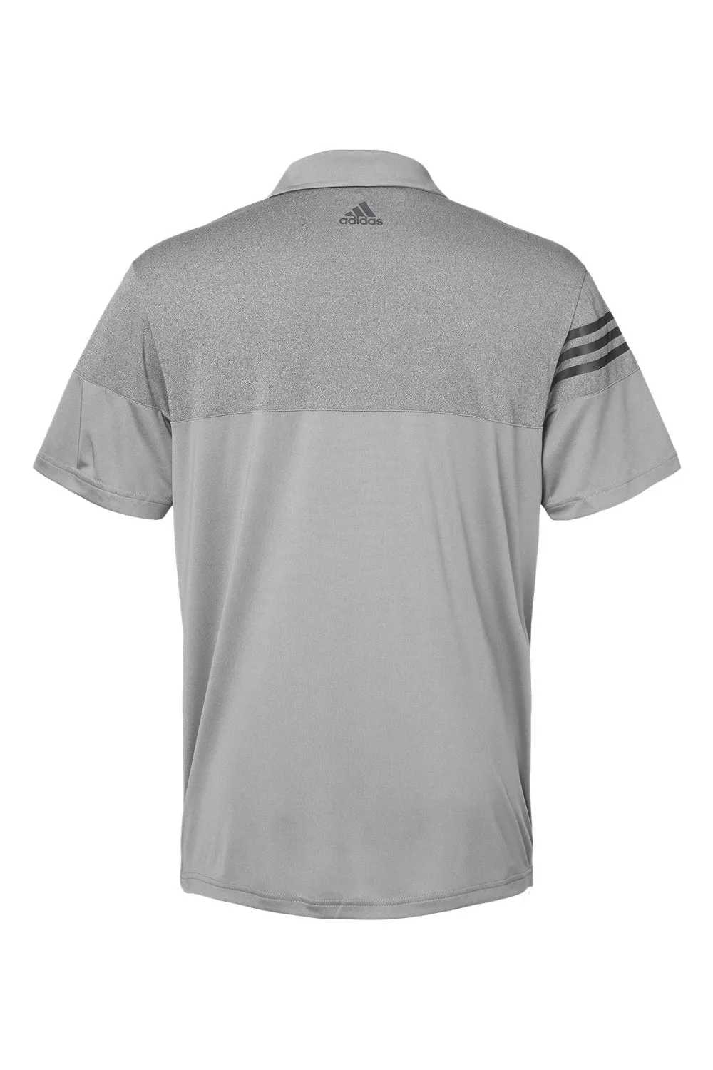 Adidas Mens 3 Stripes Colorblock Moisture Wicking Short Sleeve Polo Shirt - Grey - NEW