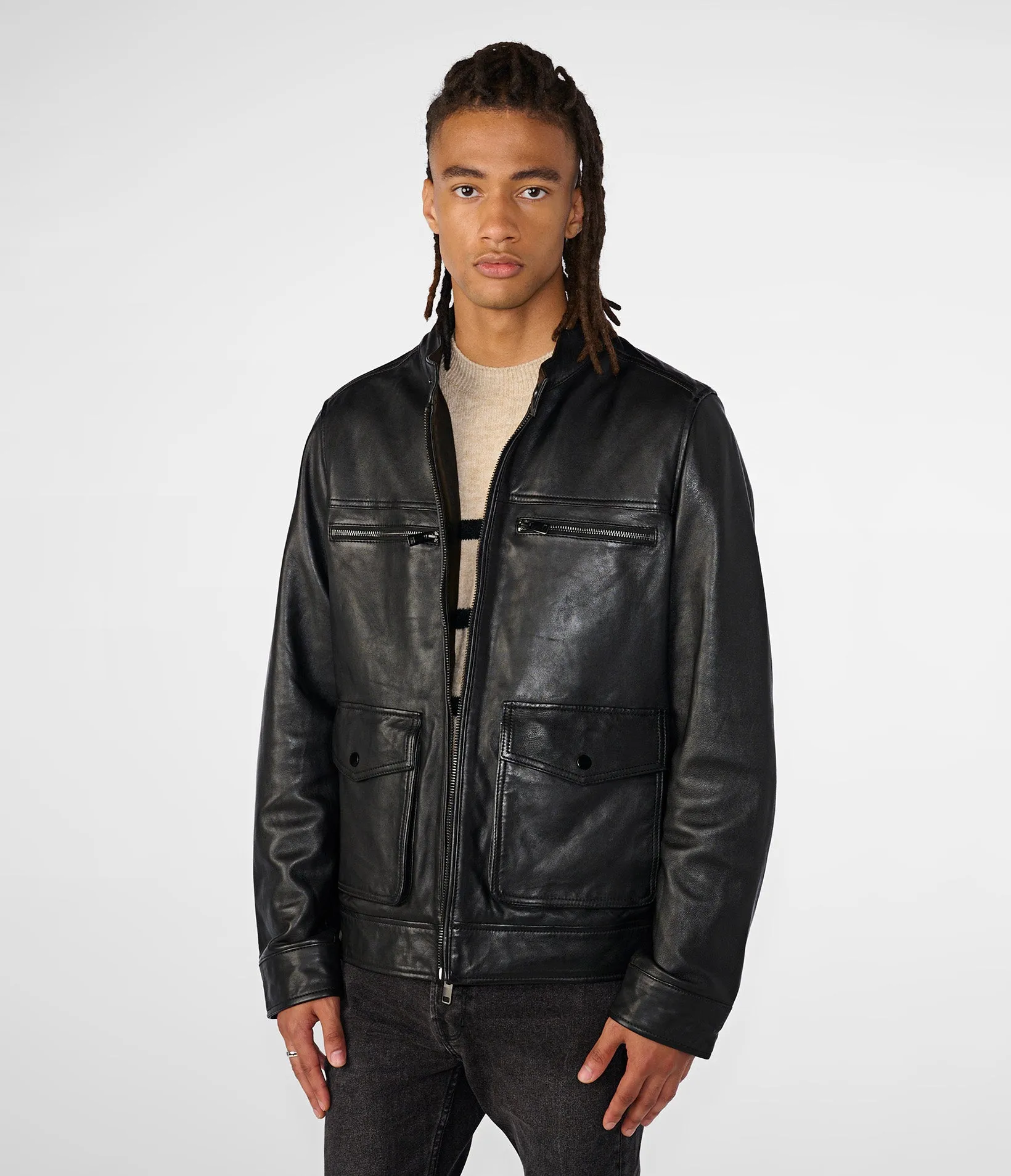 Adrian Leather Jacket With Hood