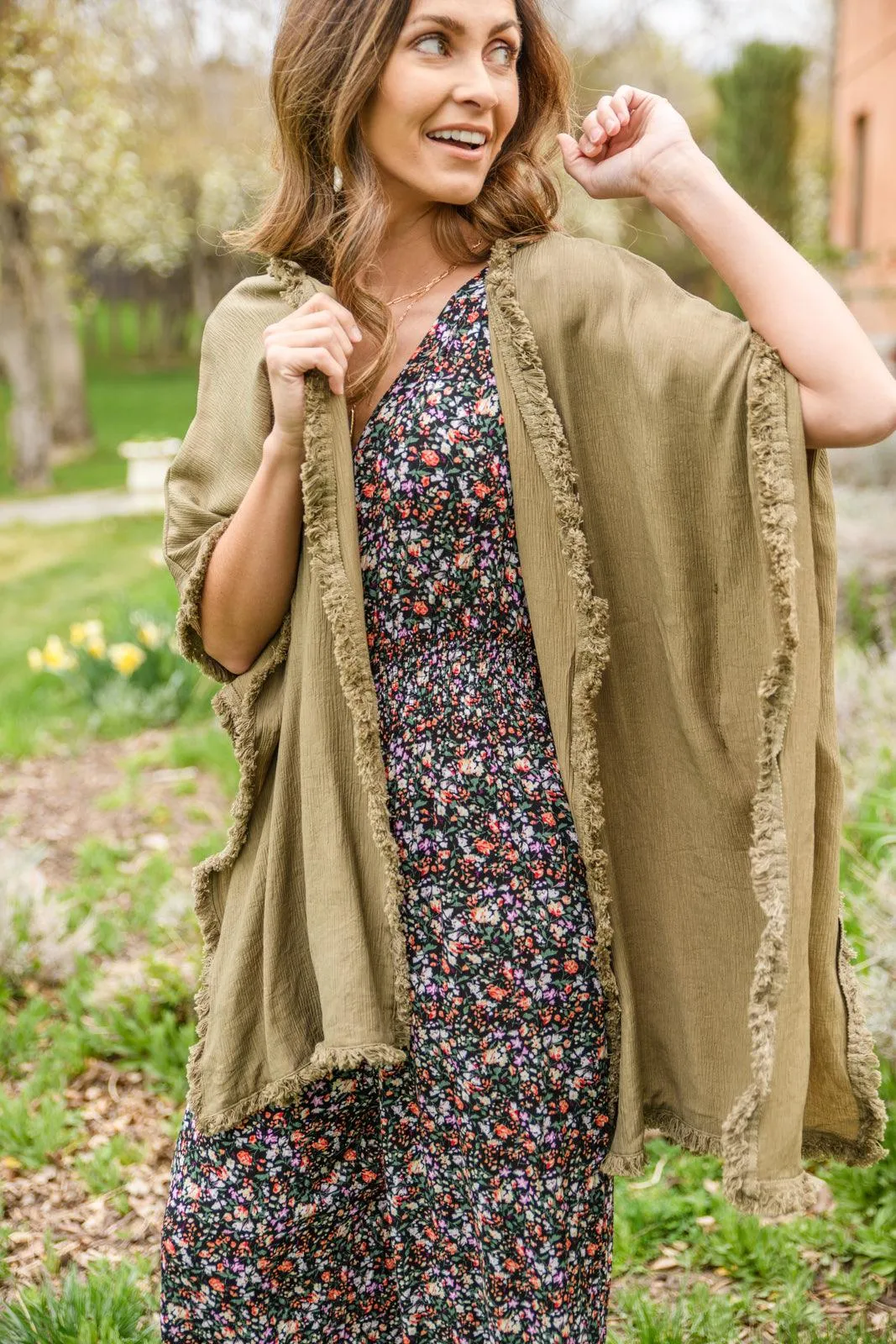 Adrift Memories Kimono in Green