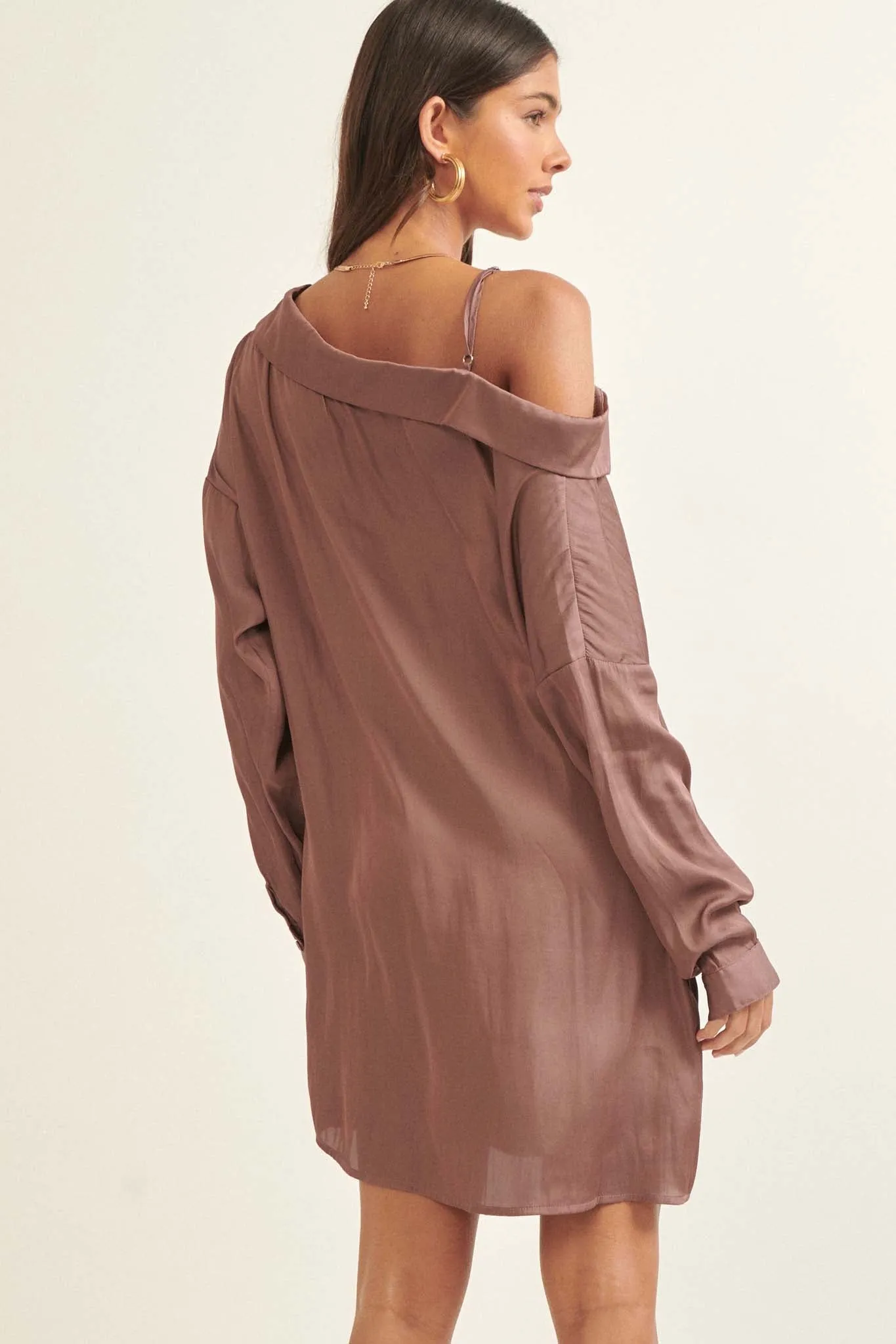 After Party Fallen Shoulder Mini Shirt Dress