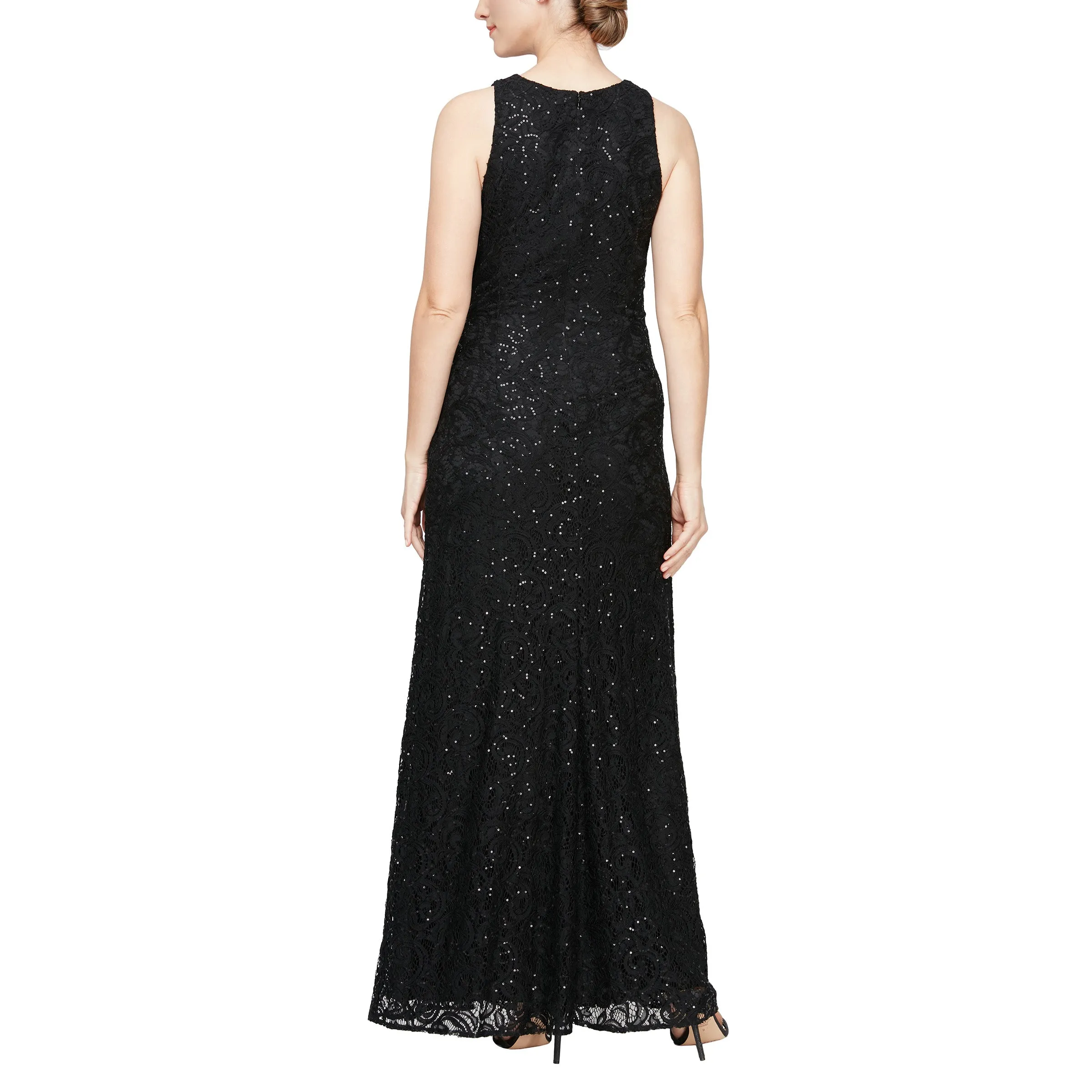 Alex Evenings 81122434 Long Sleeveles Formal Lace Dress