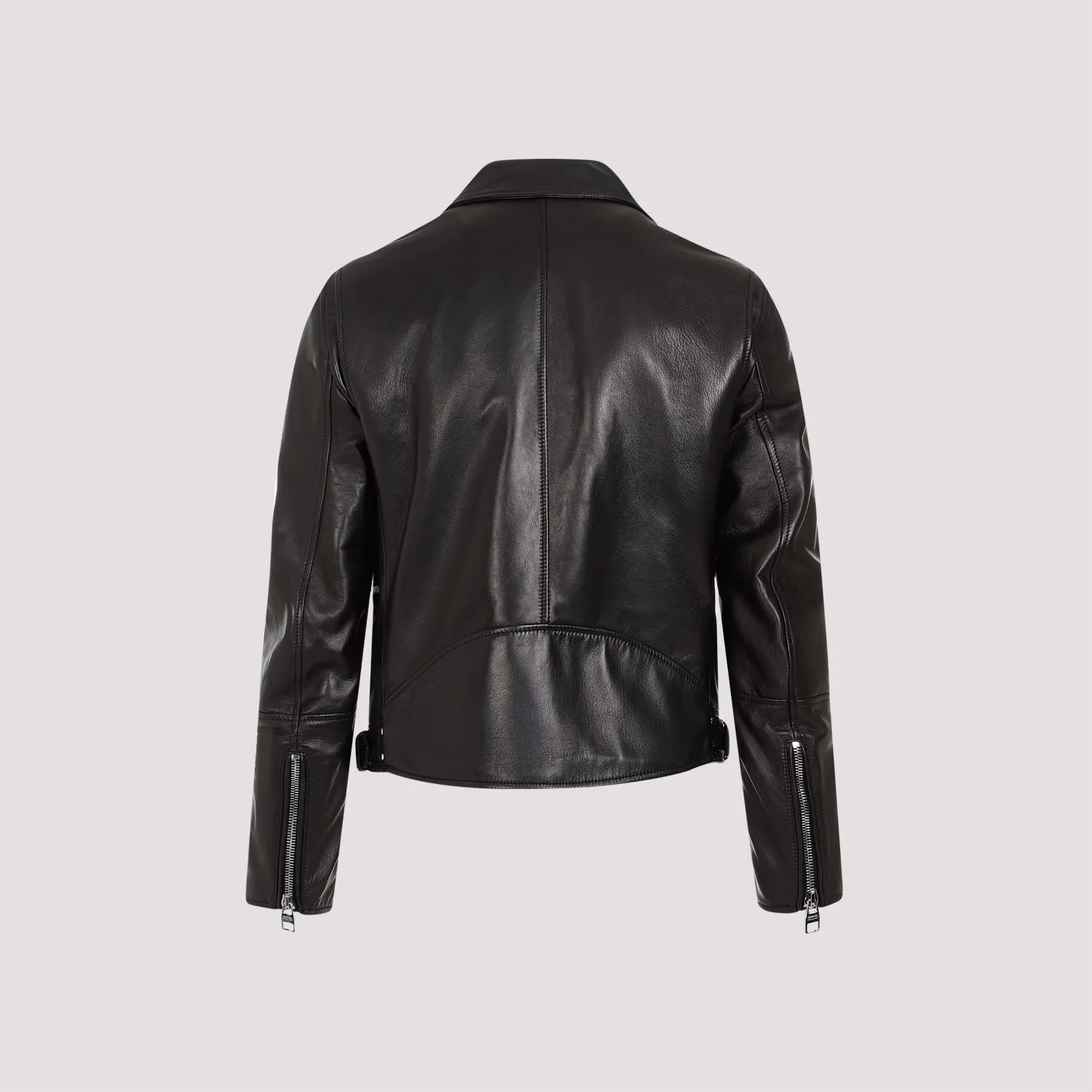 ALEXANDER MCQUEEN Black Leather Biker Jacket for Men