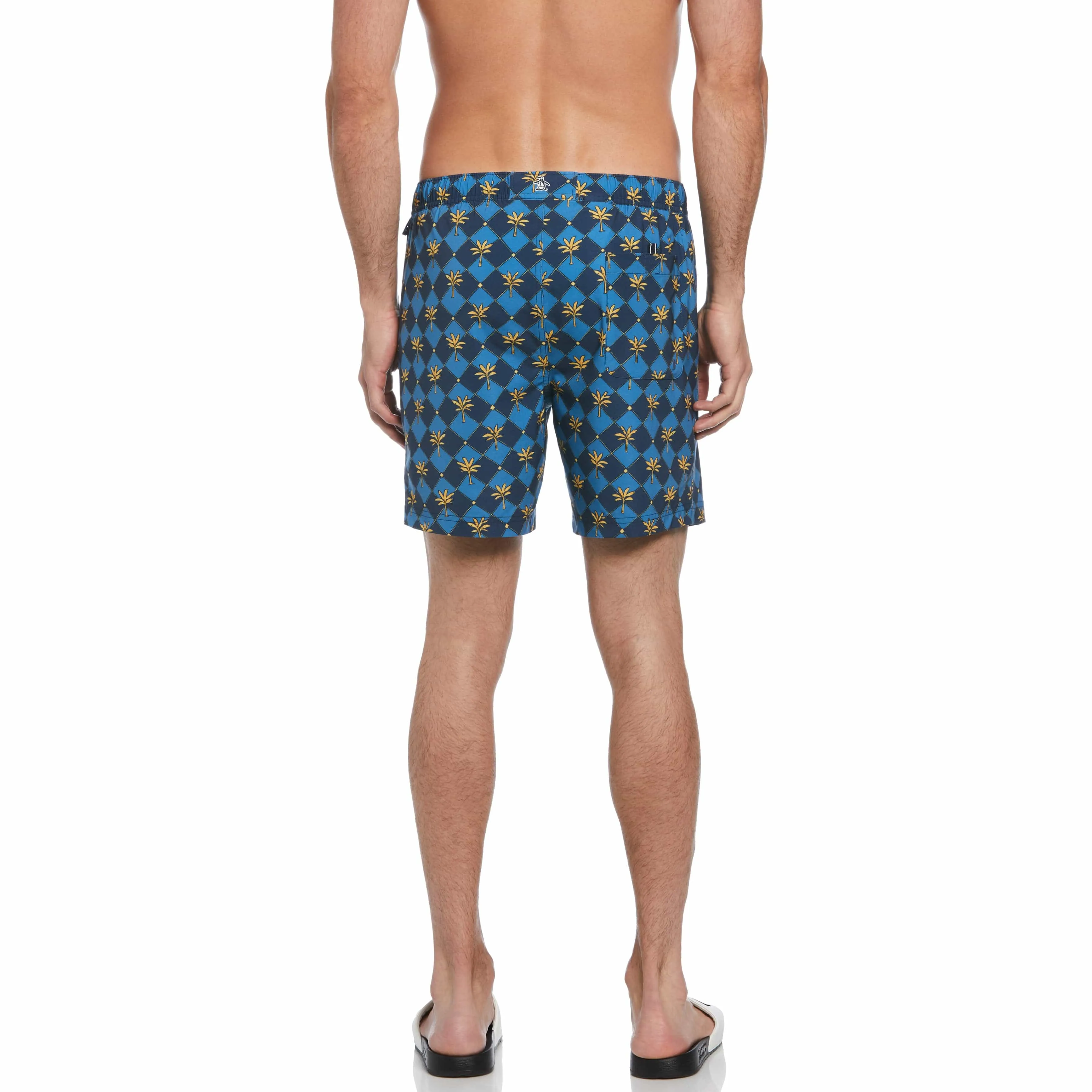 Allover Palm Tiles Print Swim Short