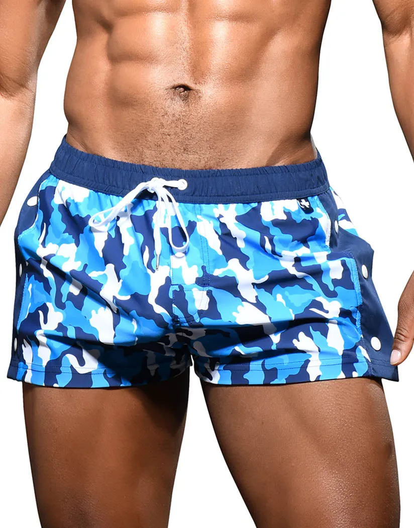 Andrew Christian Blue Camo Snap Swim Shorts 7914