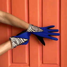 Animal Zebra Print Blue Gloves