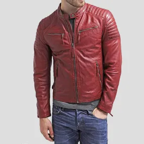 Asher Red Quilted Leather Jacket