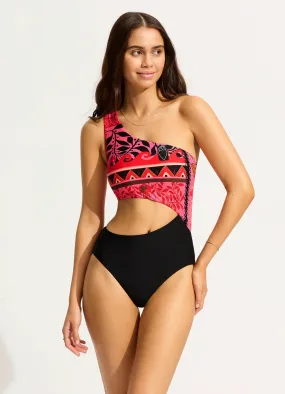 Atlantis One Shoulder Cut Out One Piece - Paradise Pink