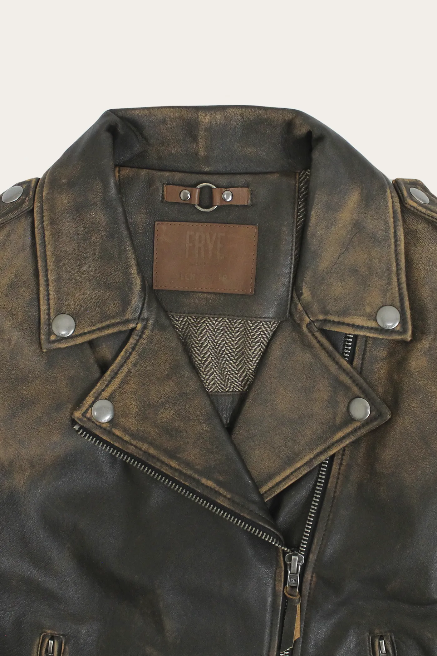 Authentic Soft Lamb Crackle Leather Biker Jacket