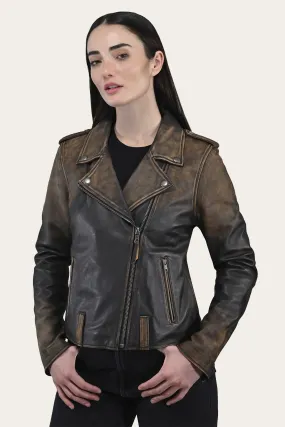 Authentic Soft Lamb Crackle Leather Biker Jacket