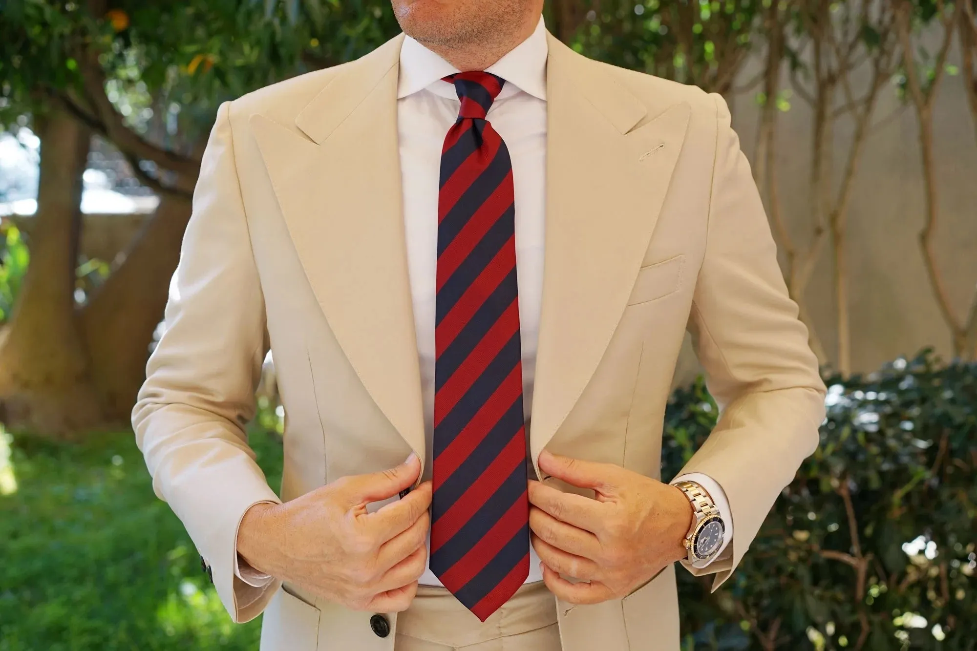 Awning Striped Tie - Burgundy & Navy Blue