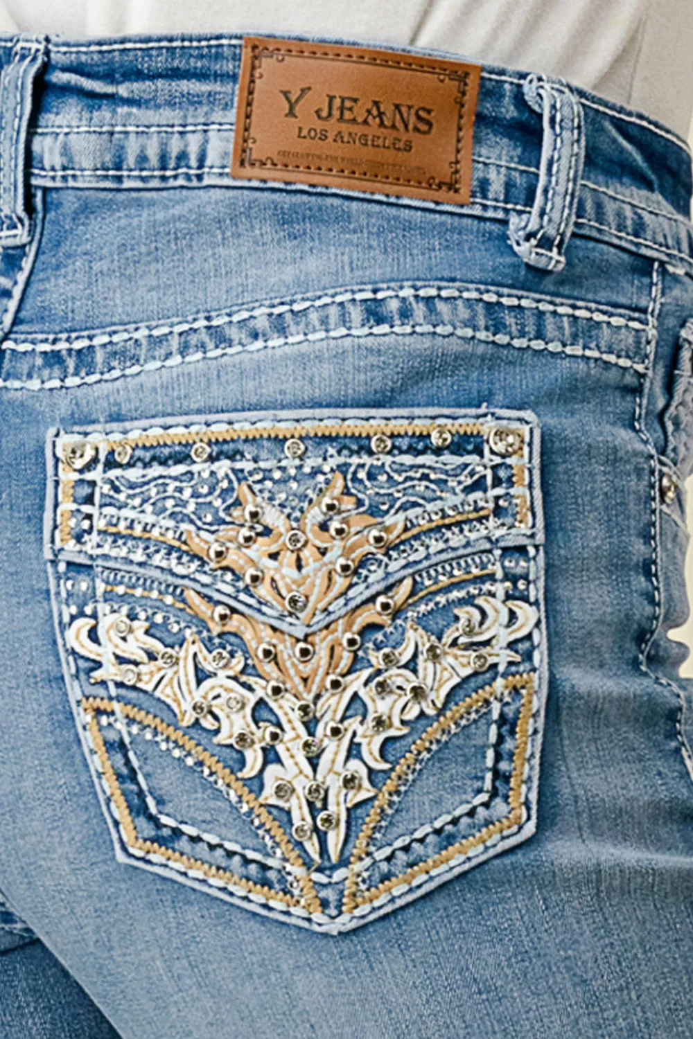 B-80 STRAIGHT EMBROIDERED & STRETCHY WOMEN'S JEANS