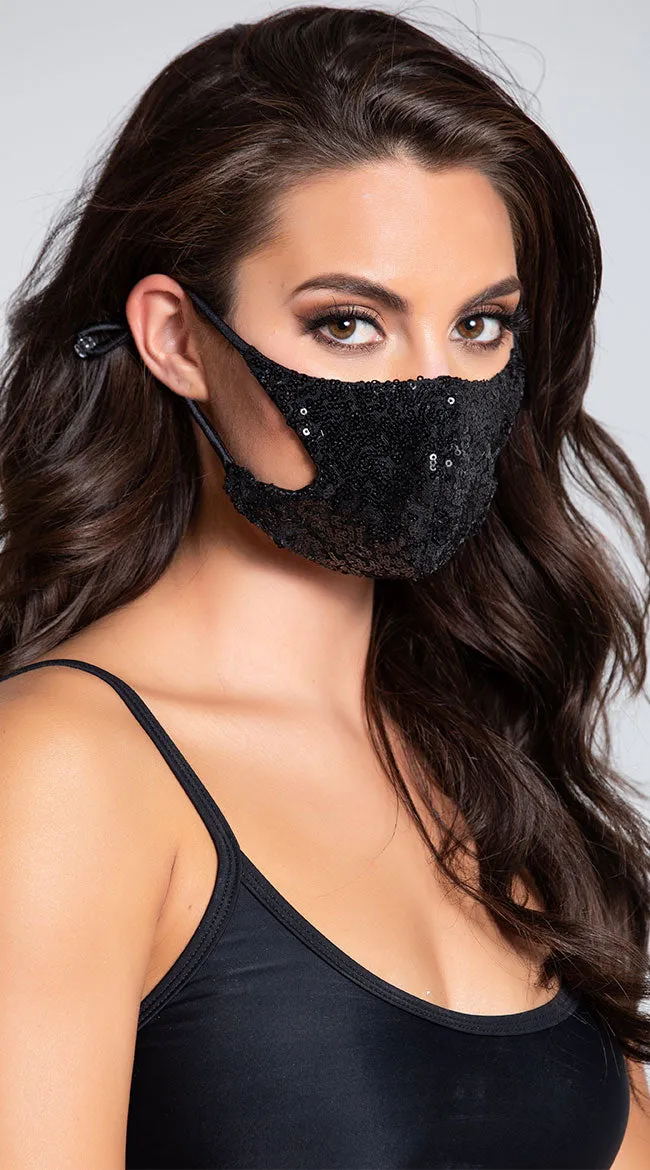 Back To Black Sequin Face Mask