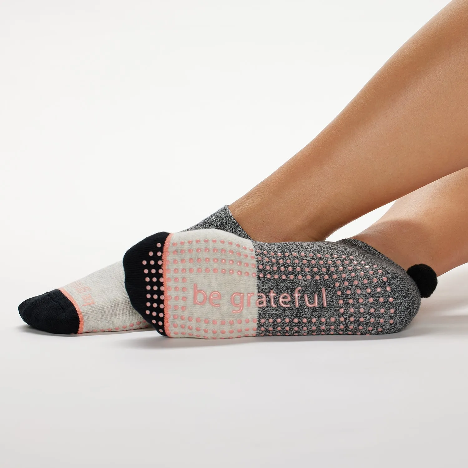 Be Grateful - POM POM Ember Grip Socks (Barre / Pilates)