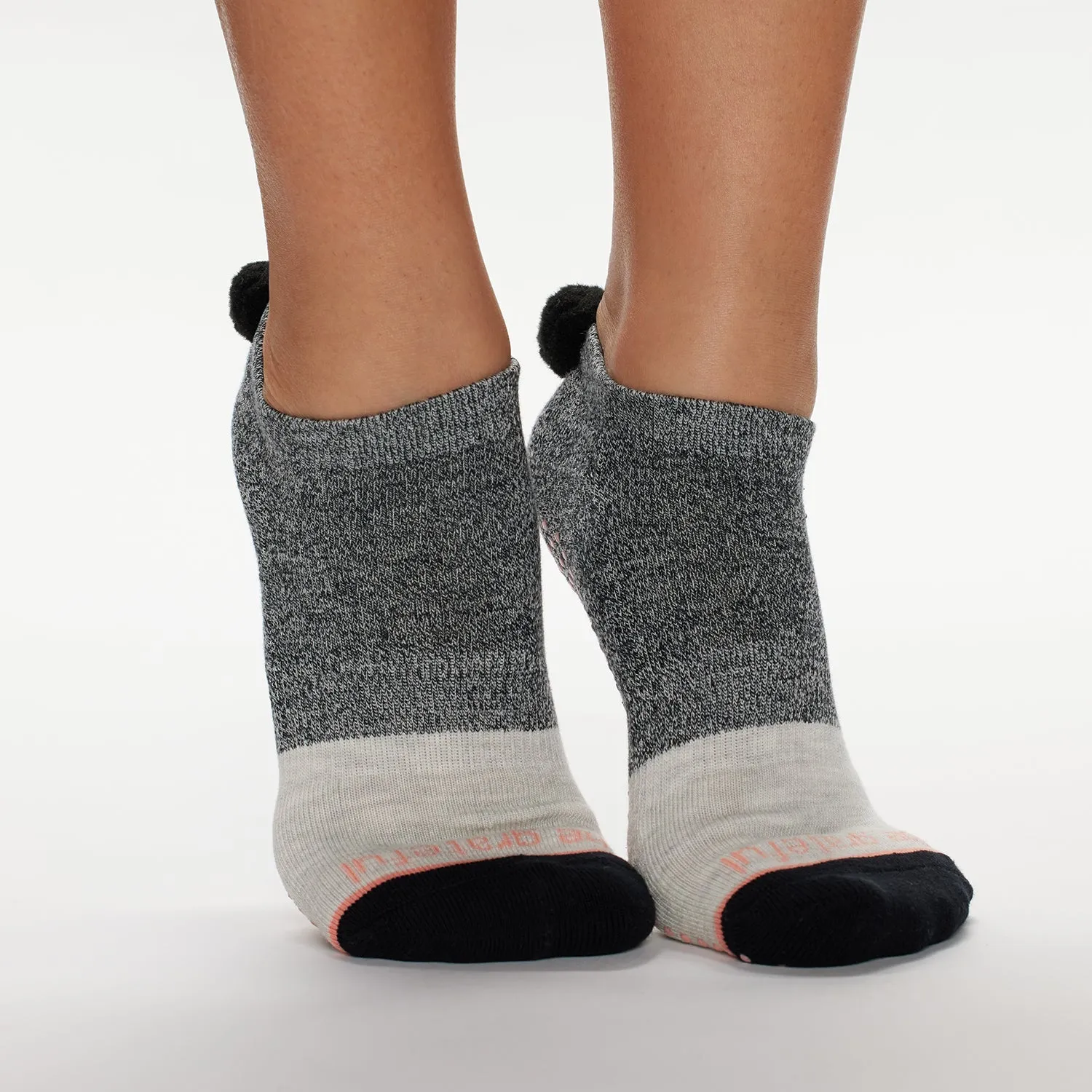 Be Grateful - POM POM Ember Grip Socks (Barre / Pilates)