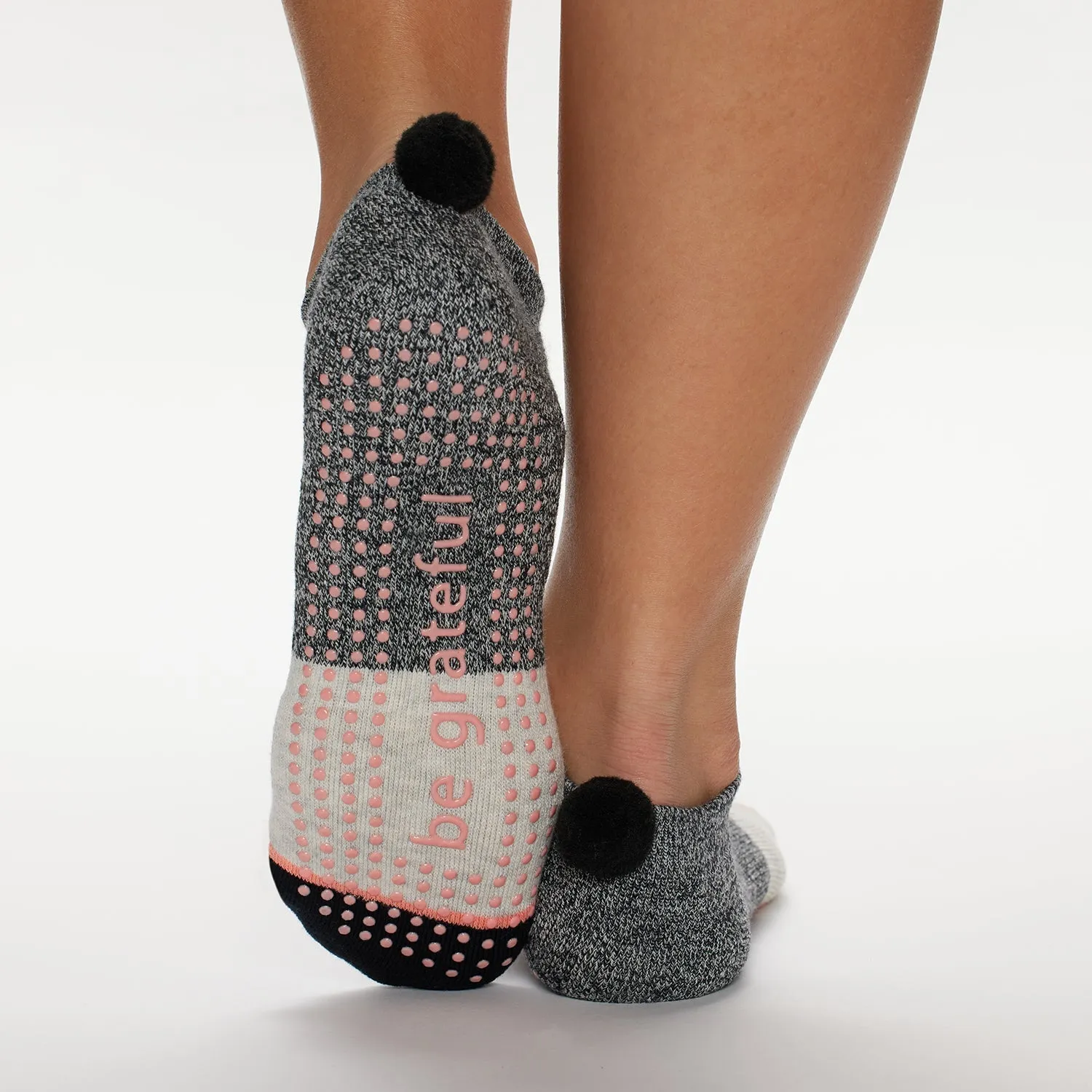 Be Grateful - POM POM Ember Grip Socks (Barre / Pilates)