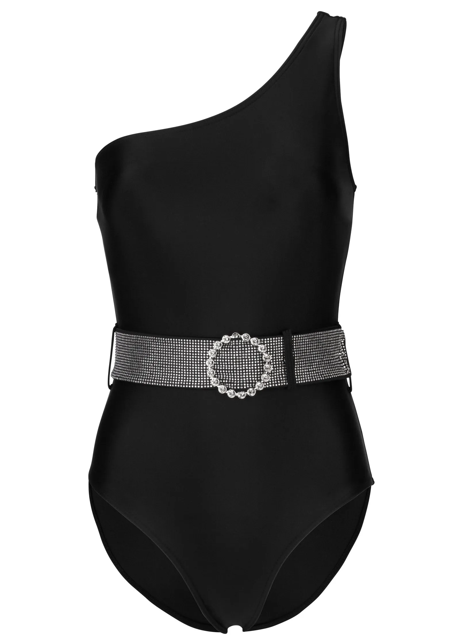 Belted Diamante One-Piece - Black Beauty