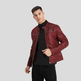 Ben Red Biker Leather Jacket