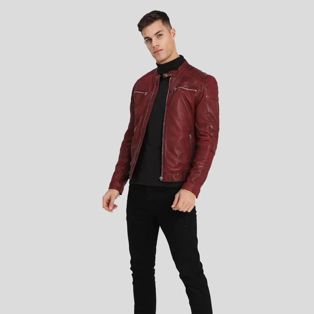 Ben Red Biker Leather Jacket