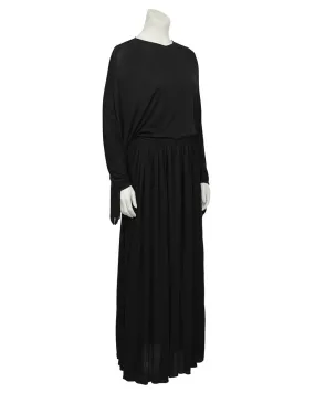 Black Jersey Gown with Fringe Detail