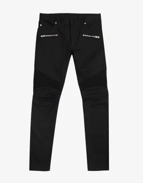 Black Medallion Biker Jeans