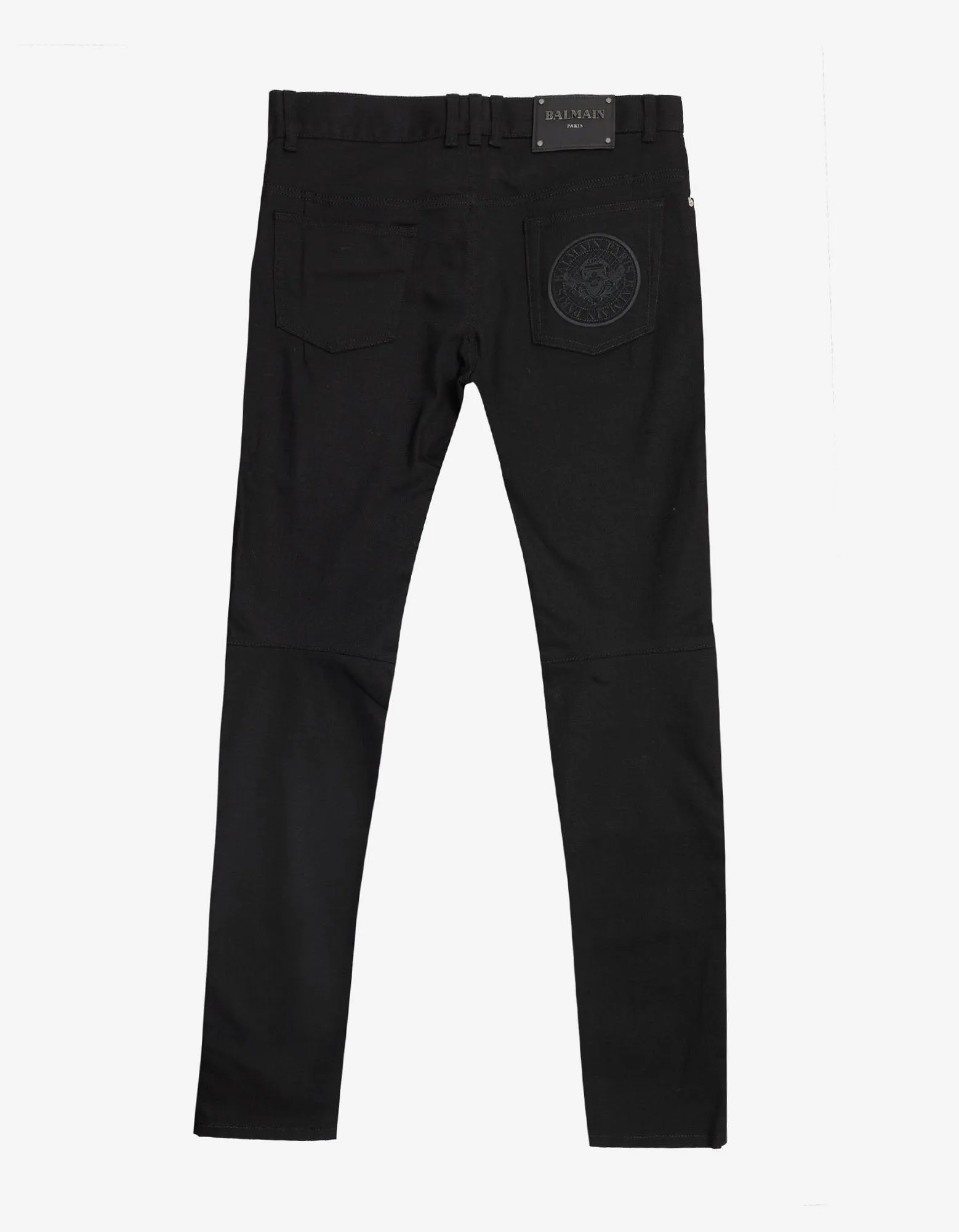 Black Medallion Biker Jeans