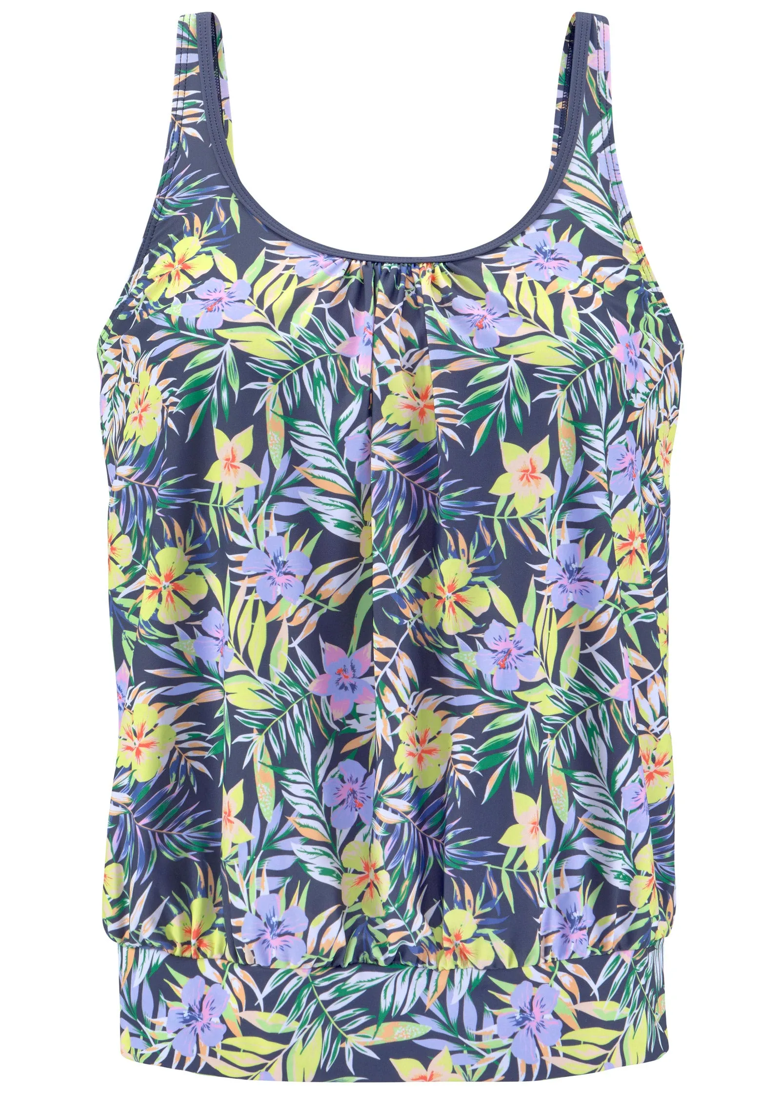 Blouson Tankini Top - Yellow Flora Tropical