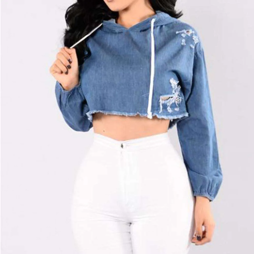 Blue Demin Blouse Hoodie