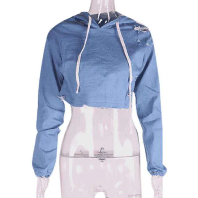 Blue Demin Blouse Hoodie