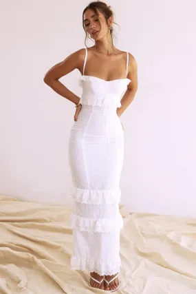 Boston White Eyelet Embroidery Maxi Dress