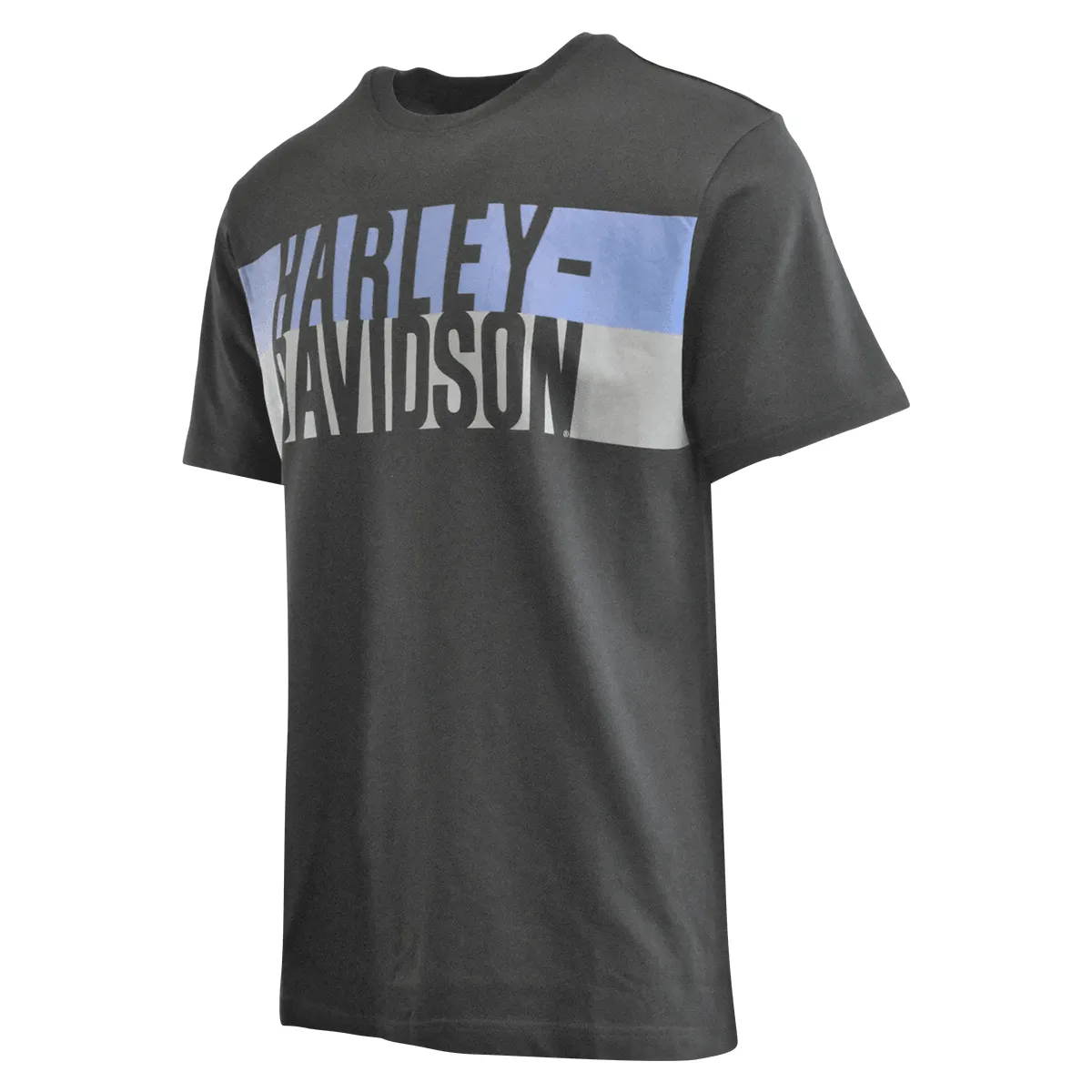 Branded  Men's T-Shirt Black Blue Grey Colorblock Logo Tee (S82)