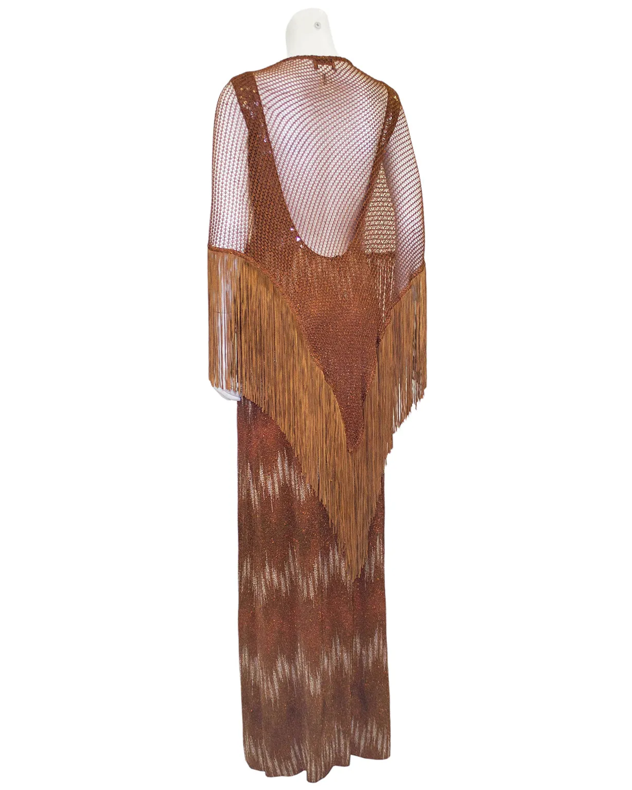 Bronze Sequin & Knit Gown with Shawl