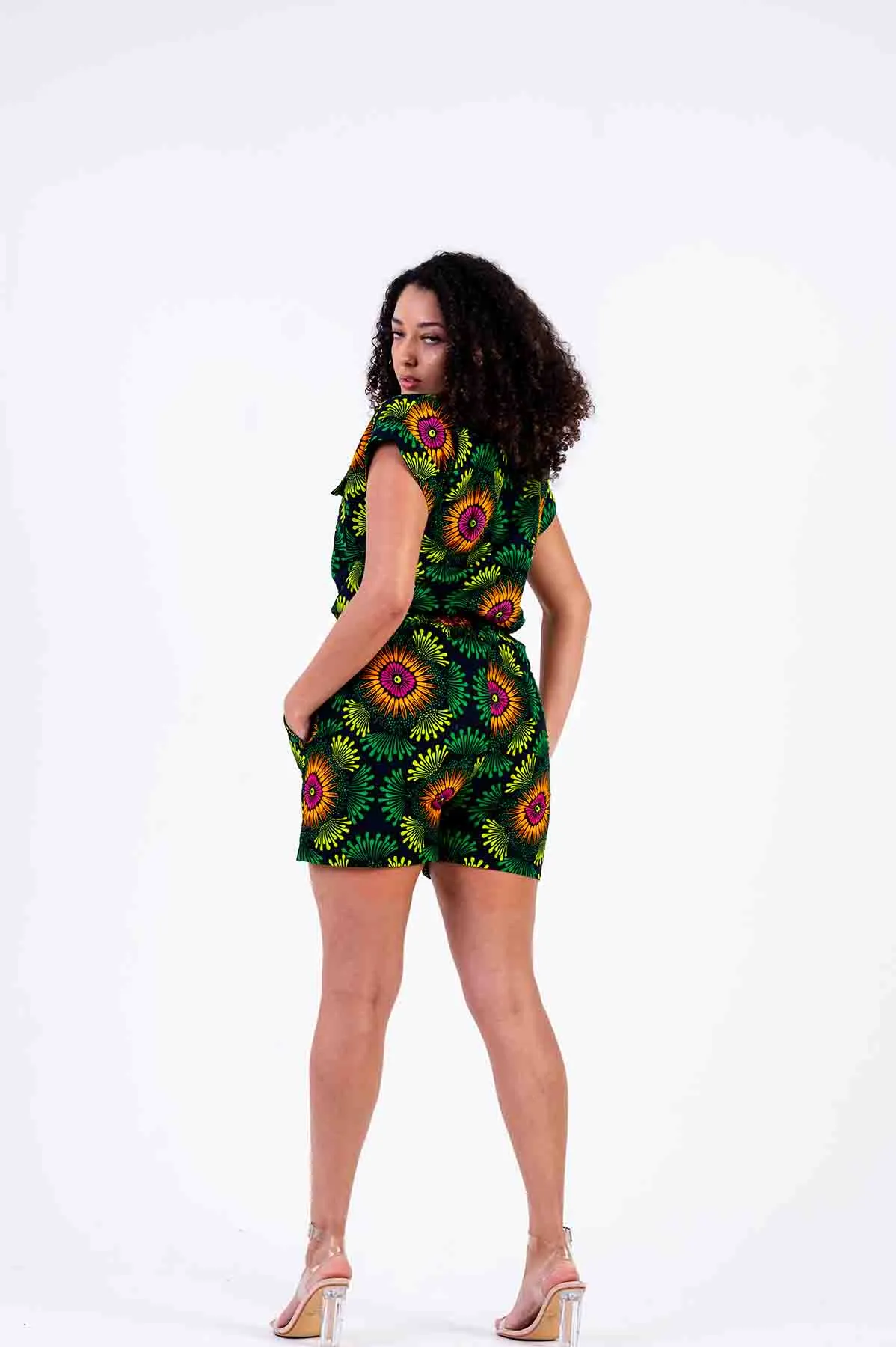 Bukky Ankara High Waisted Shorts | Green African Print