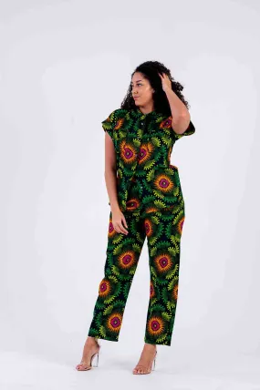 Bukky Ankara High Waisted Trouser | Green African Print