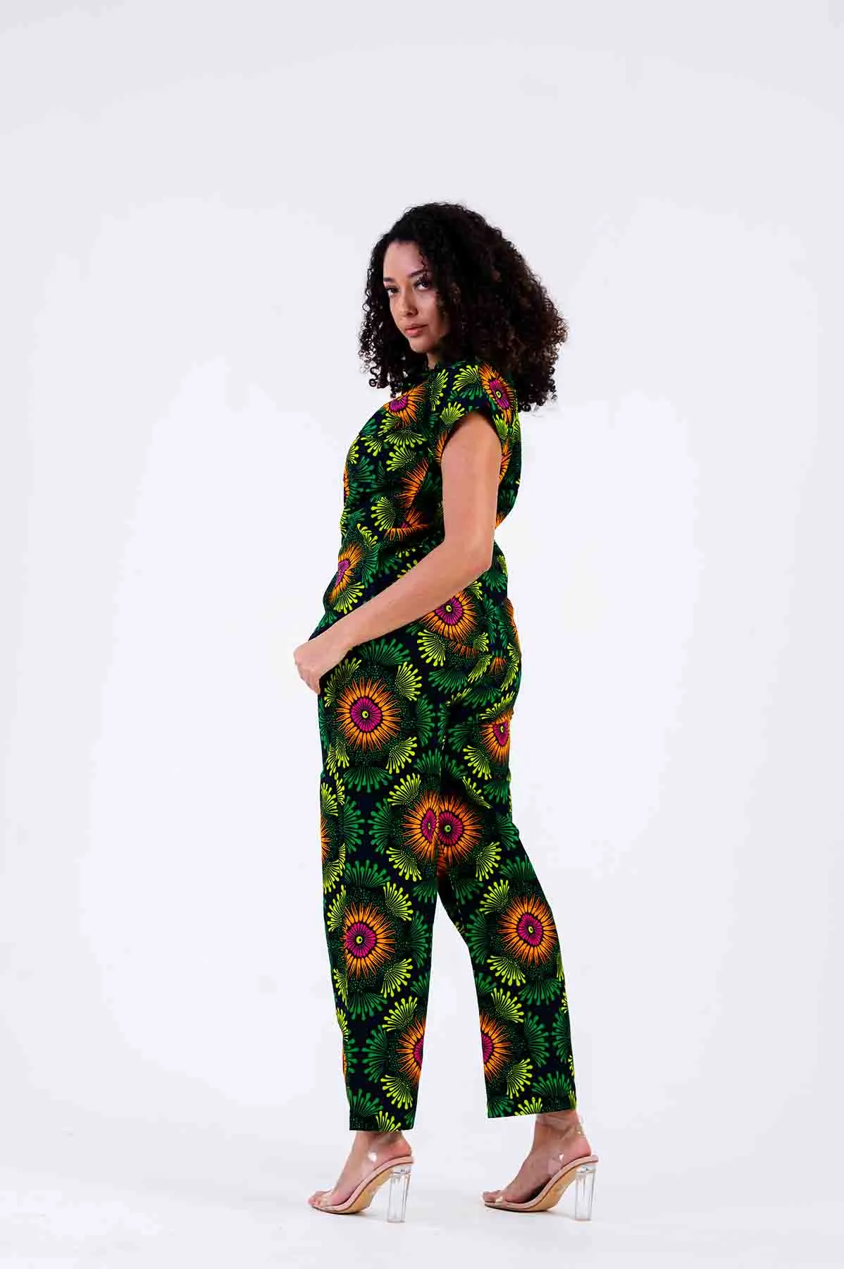 Bukky Ankara High Waisted Trouser | Green African Print