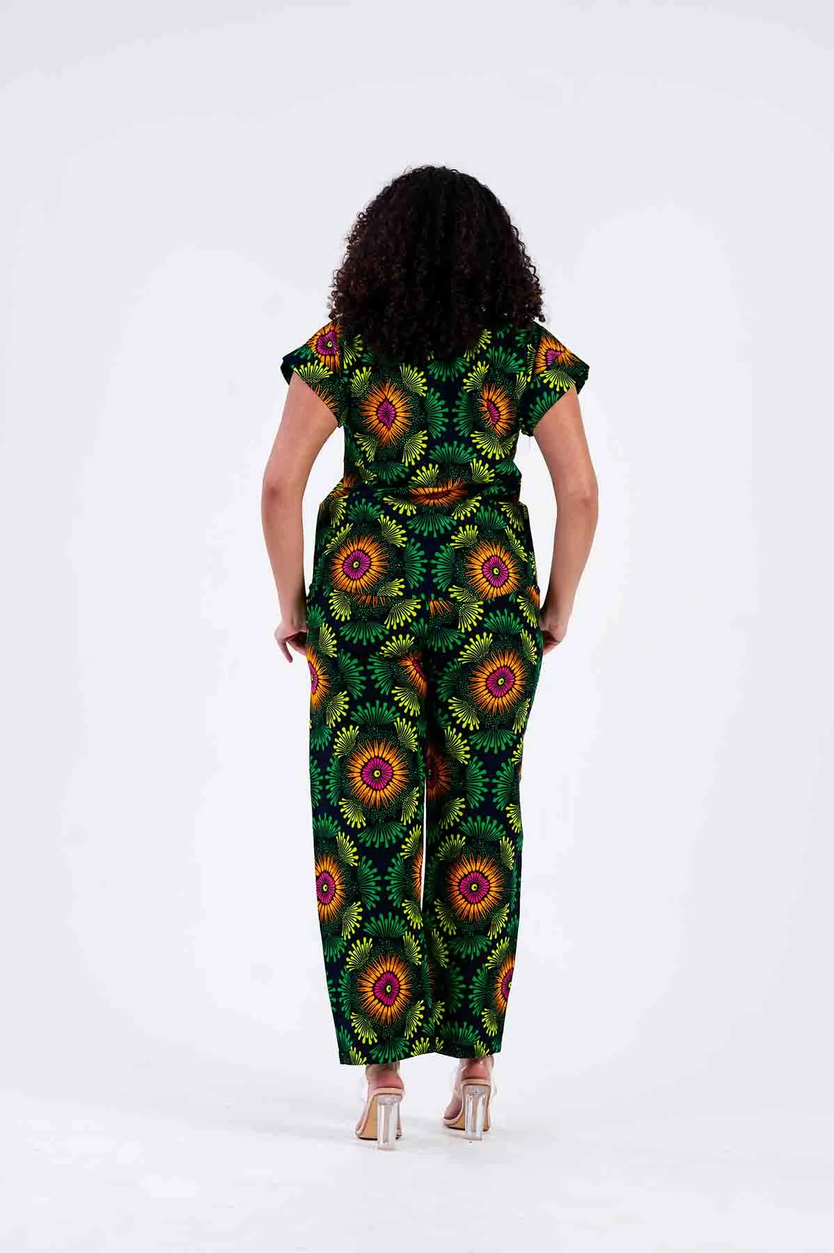 Bukky Ankara High Waisted Trouser | Green African Print