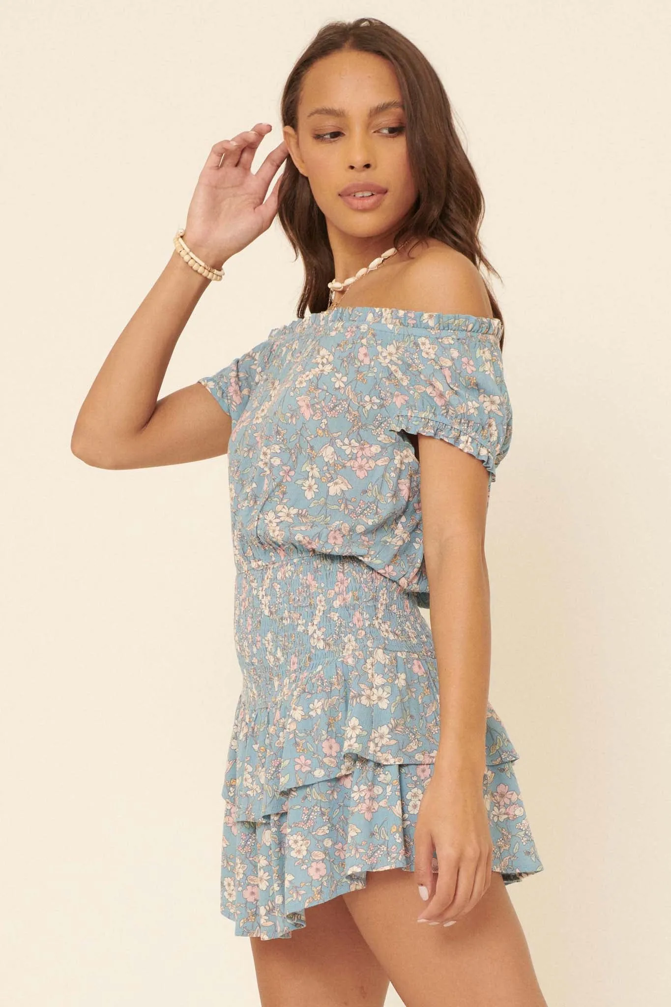 Butterfly Beauty Ruffled Floral Skort Romper